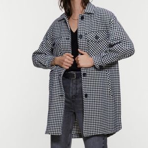 Zara Plaid Overshirt black white small